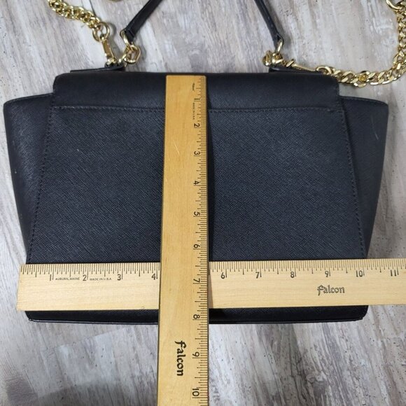 MICHAEL Kors Brandi Top Handle Satchel Black Leather Gold Chain Crossbody Medium - Picture 13 of 15